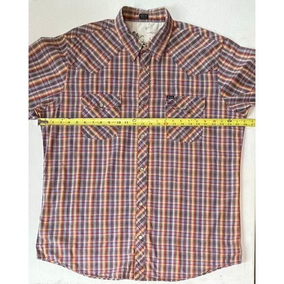 VTG Bullhead Western Pearl Snap XXL Cowboy Grunge Plaid Short Sleeve 100% Cotton - Picture 4 of 8